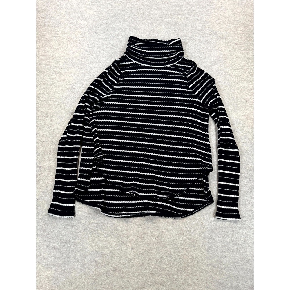 Free People We The Free Tunic Sweater Womens XS Black White Striped Cowl Neck